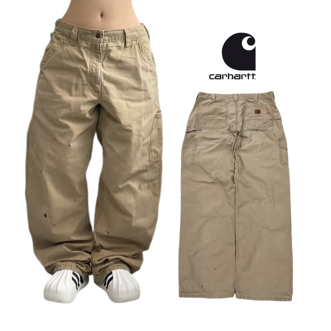 칼하트 OG 가죽패치 카펜터 와이드 페이딩 워크팬츠 상품이미지1