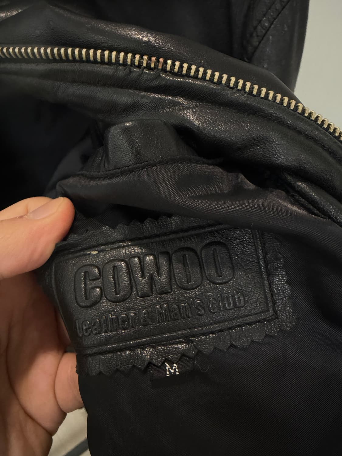 (M) cowoo 싱글라이더 도트패턴 램스킨 양가죽 자켓 상품이미지7