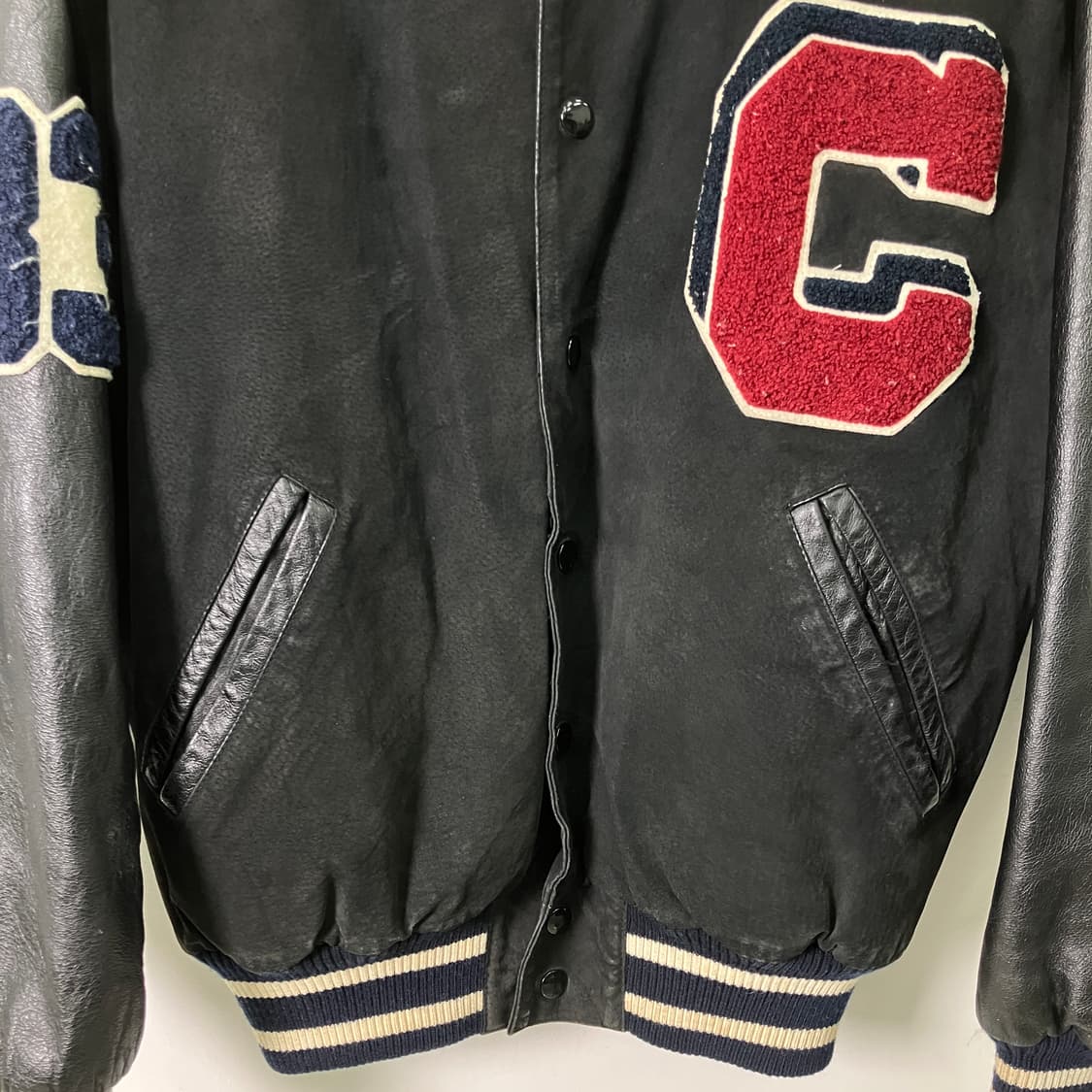 정글스톰 소가죽 바시티 자켓 M 상품이미지5