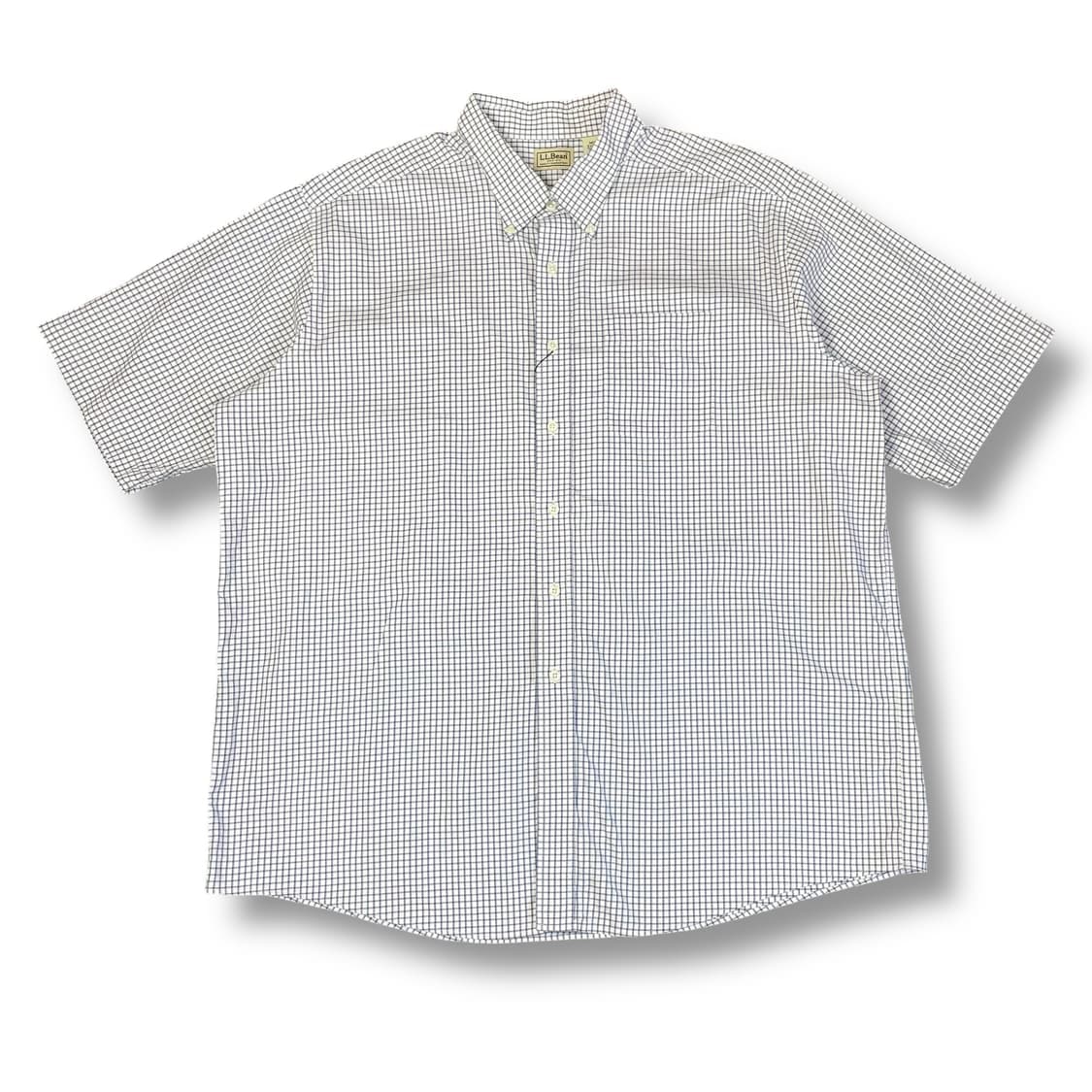 엘엘빈 빅사이즈 오버핏 블루 깅엄체크 원포켓 반팔 셔츠 XXL 상품이미지1