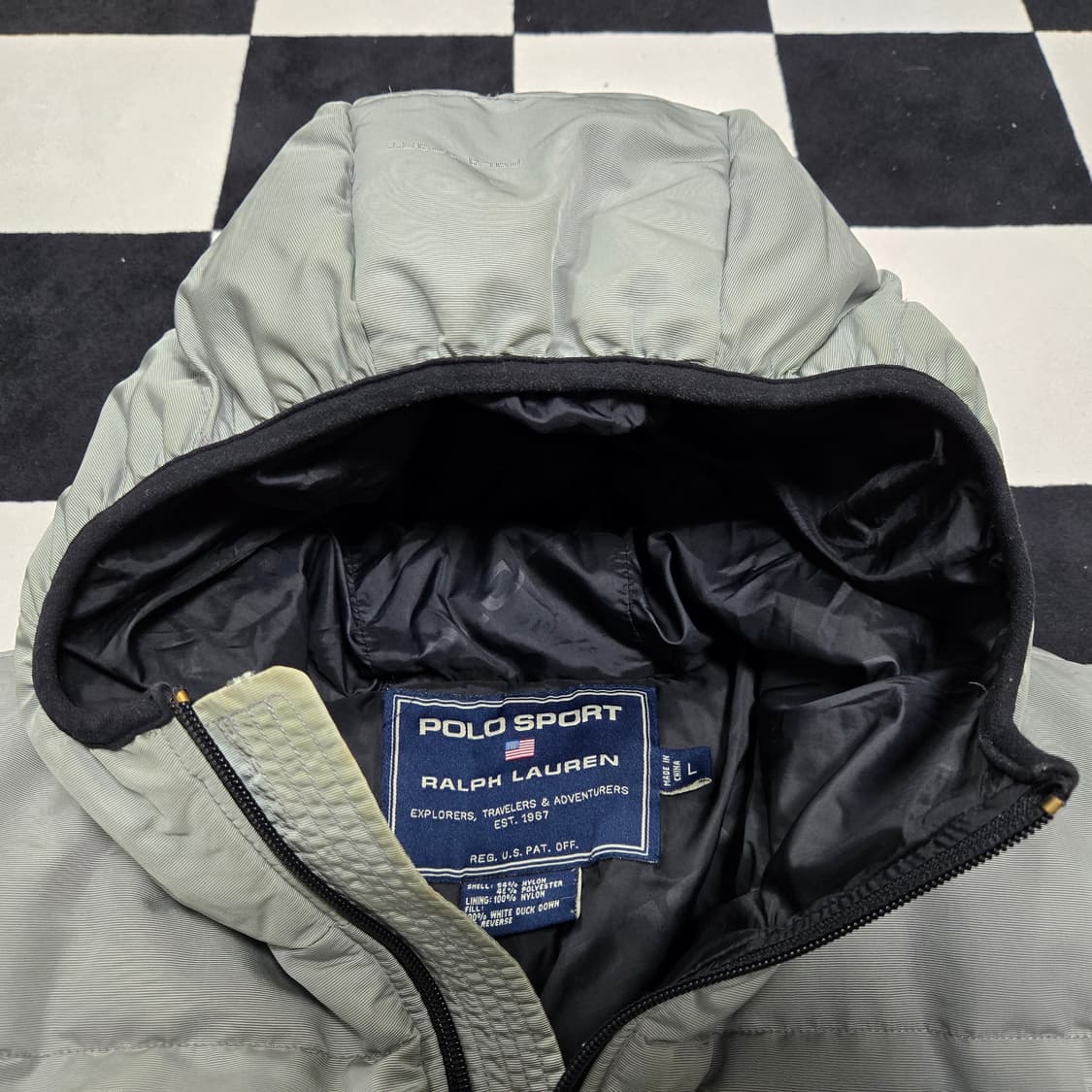 L 폴로스포츠 90s 푸퍼 후드 오리털 다운 자켓 메탈릭그레이 상품이미지6