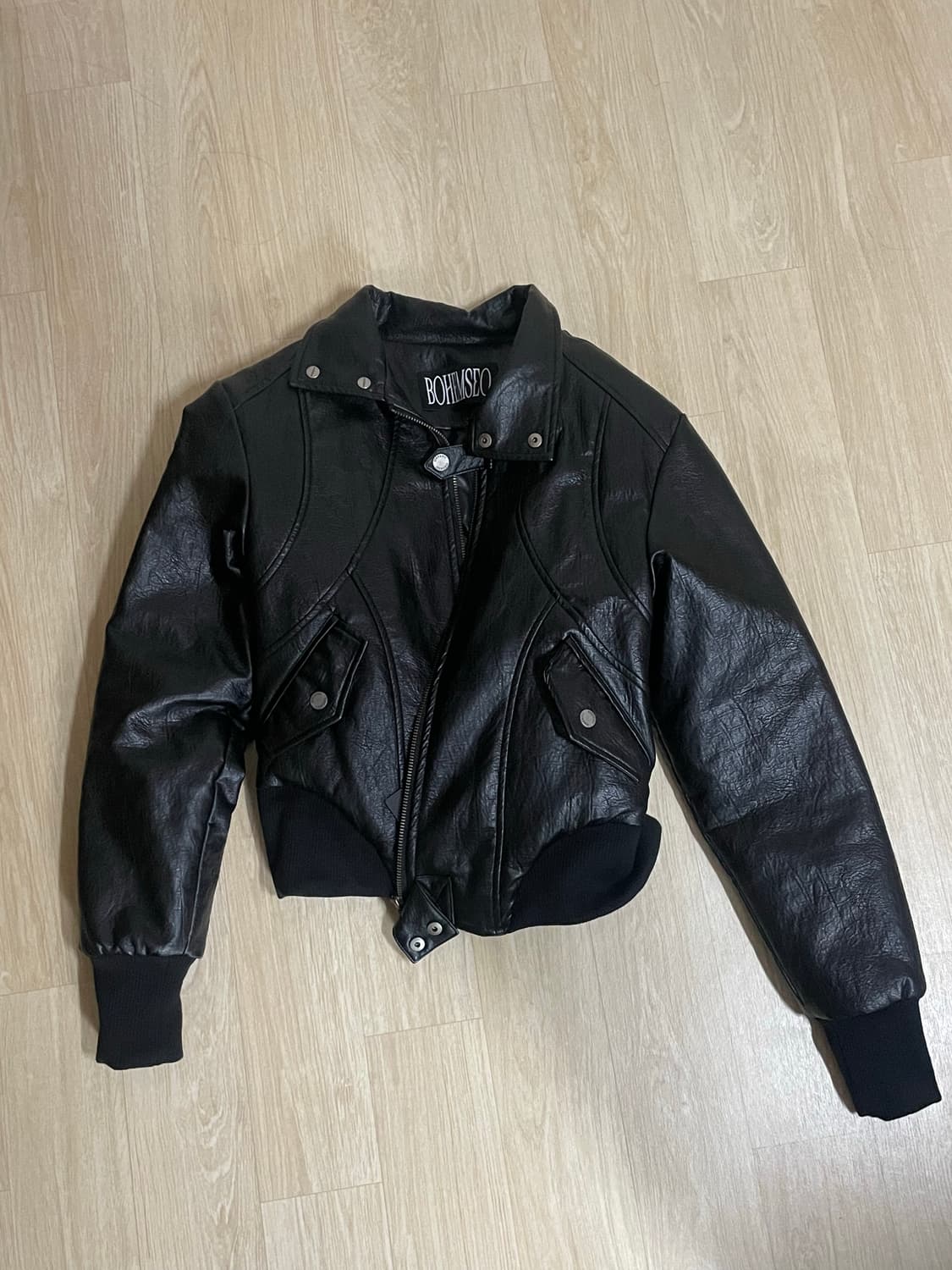 보헤미안서울 하이넥 모조자켓 슬림핏 아우터 상품이미지4