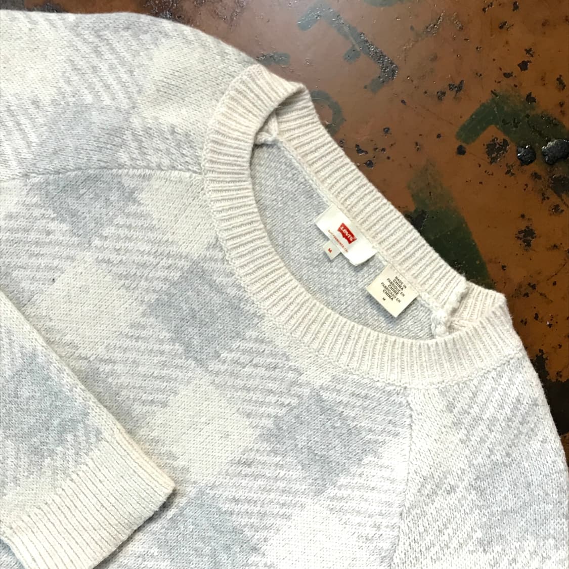 리바이스 아이보리 그레이 체크 니트 여성 55 사이즈 상품이미지3