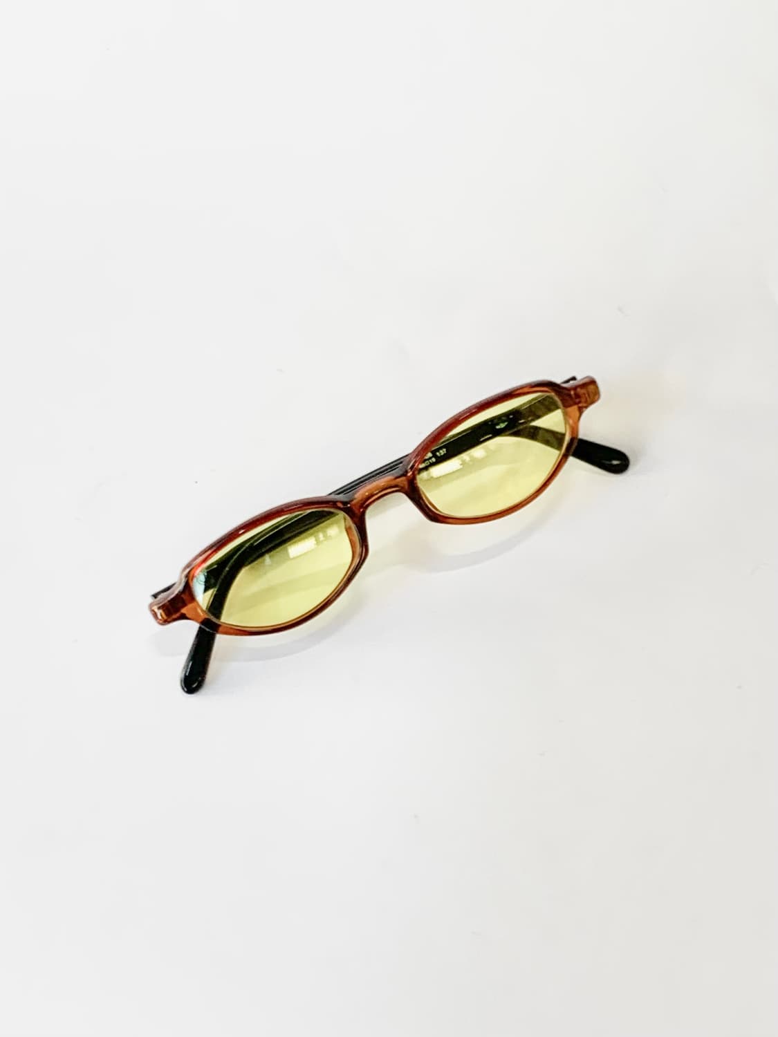 [픽키-654] 옐로 틴트 오벌 선글라스 브라운 클리어 아세테이트 데 상품이미지2