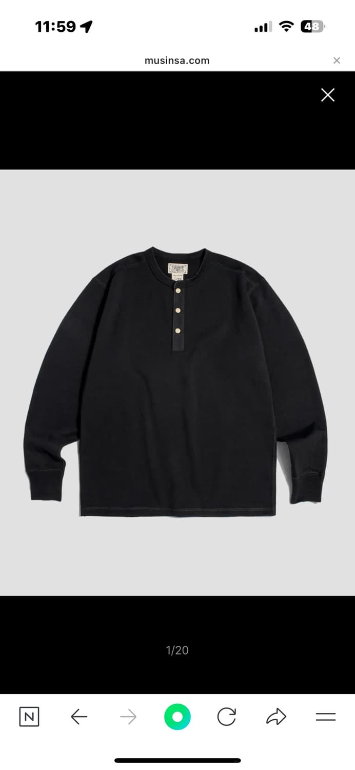 브론슨 헨리넥 긴팔티셔츠 XXL(블랙, 화이트, 네이비) 3장 일괄 구매 상품이미지1