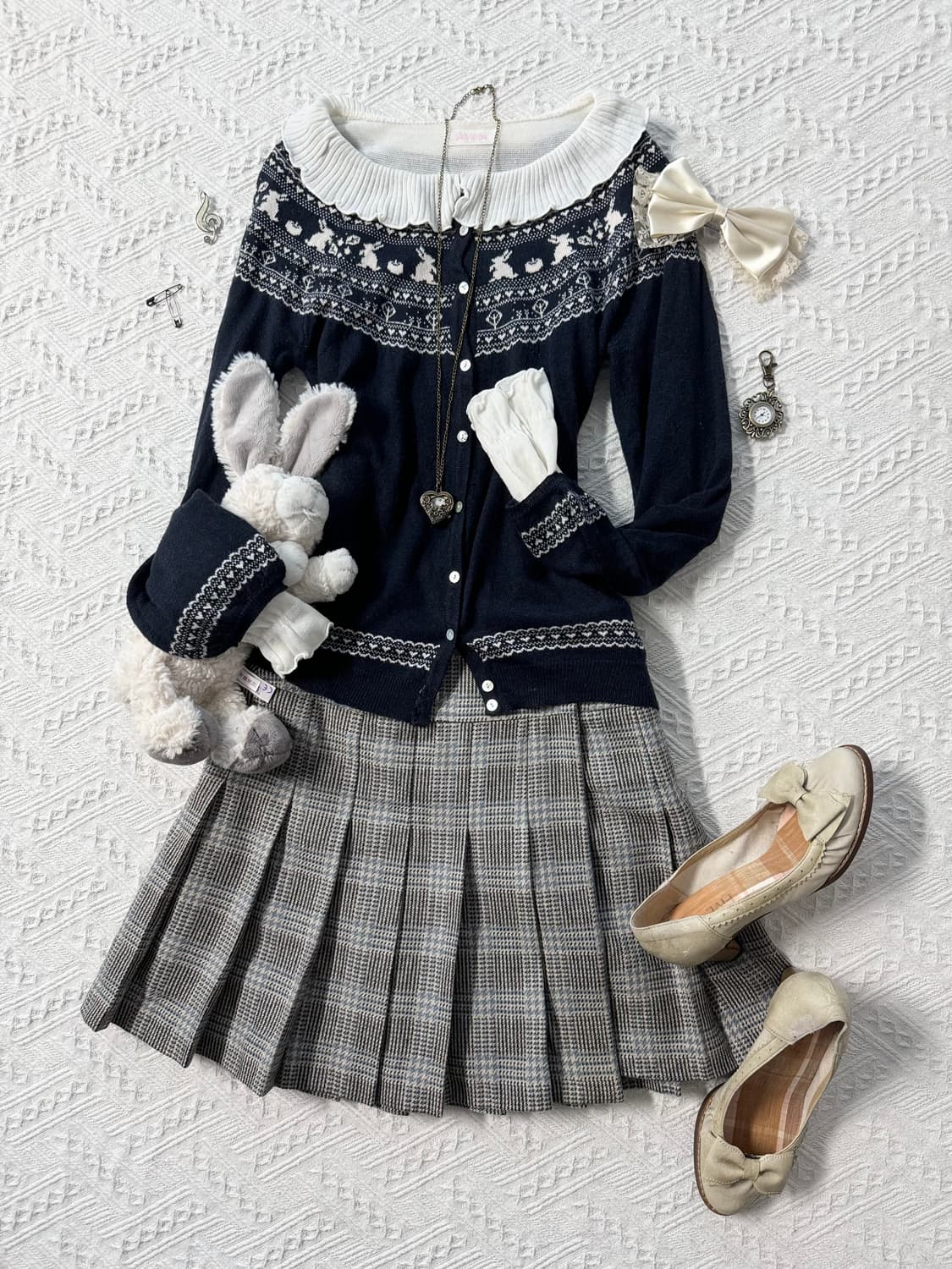 버니 노르딕 패턴 울 혼방 가디건 상품이미지4