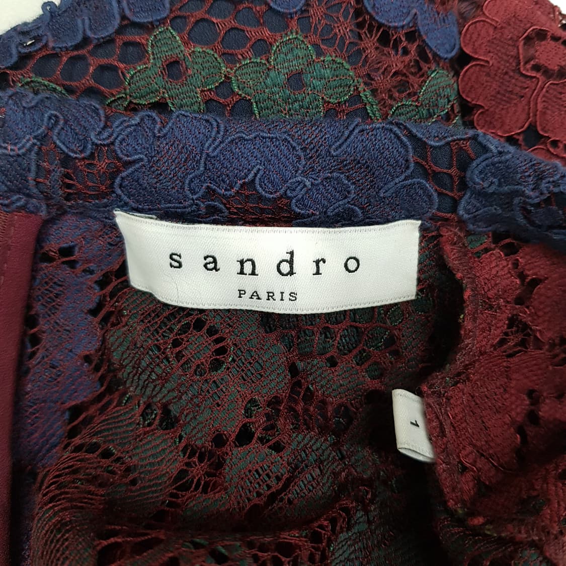 산드로 sandro 배색 플로럴 레이스 미니 원피스 1사이즈 상품이미지9