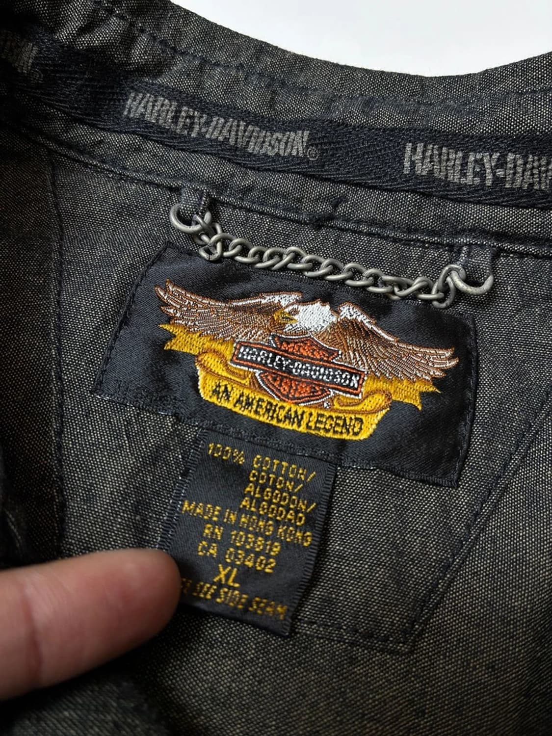 할리데이비슨 피그먼트 프린팅 데님 셔츠 PN8290 상품이미지9