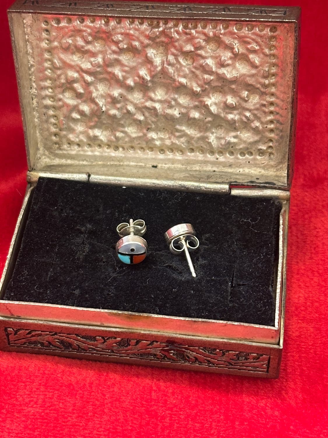 Vintage 925Silver Zuni Sunface Inlay Ear 상품이미지2