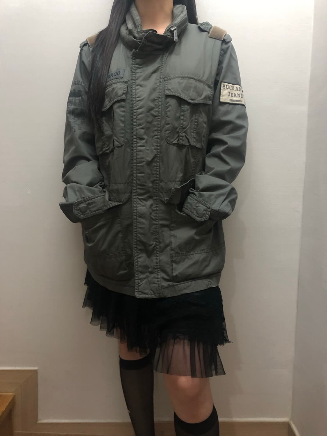 빈티지 버커루 카키 펑크 자켓 상품이미지4