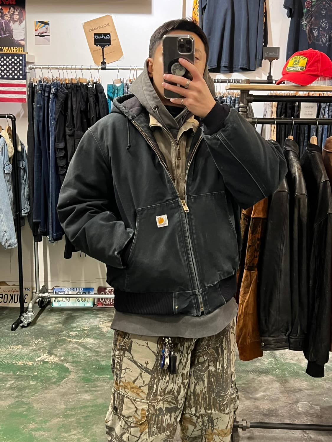 00's [L] 칼하트 J140 BLK 액티브 자켓 블랙 후드 워크자켓 상품이미지2