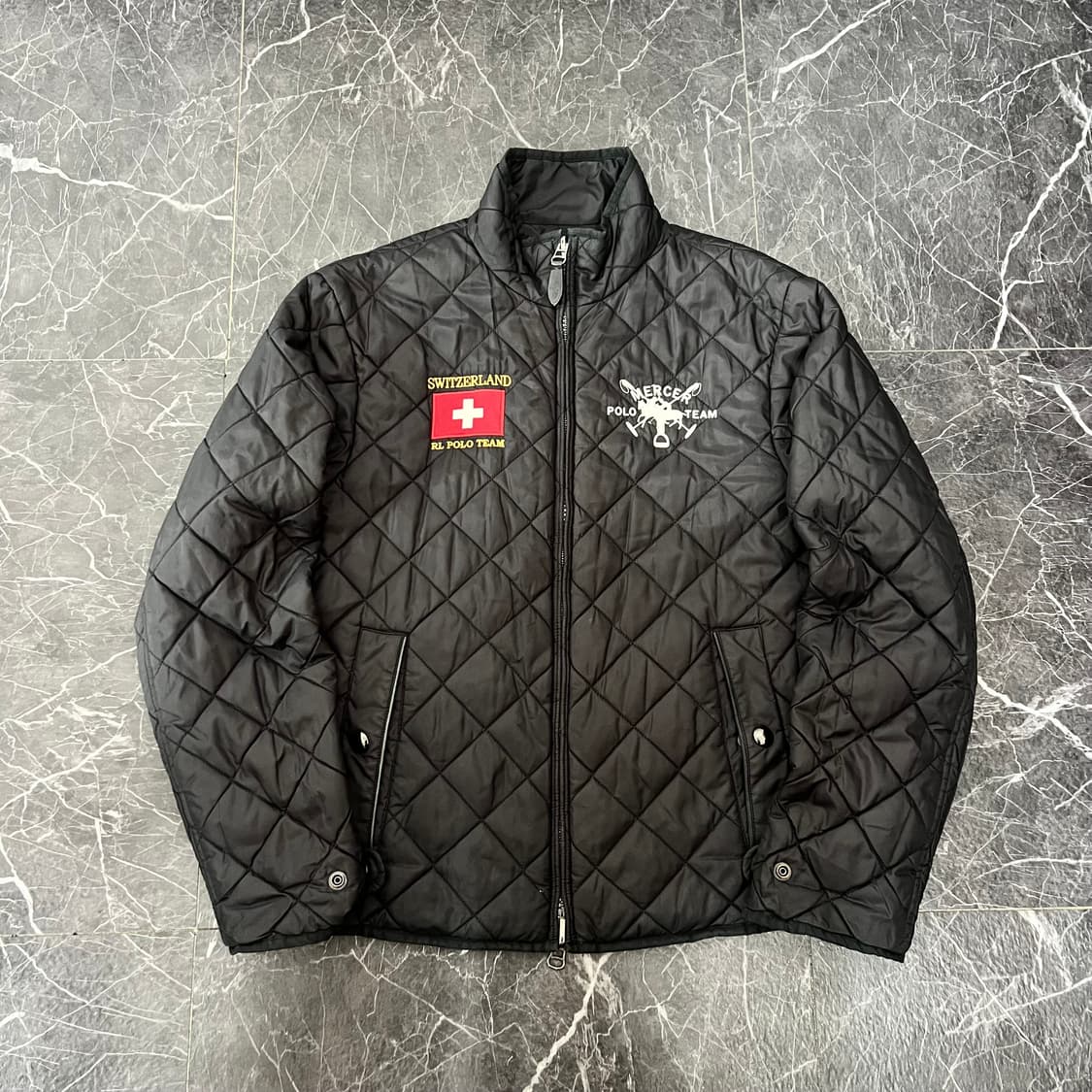 폴로 스위스 패치워크 투웨이 리버시블 폴리쉘 퀄팅 자켓 상품이미지1