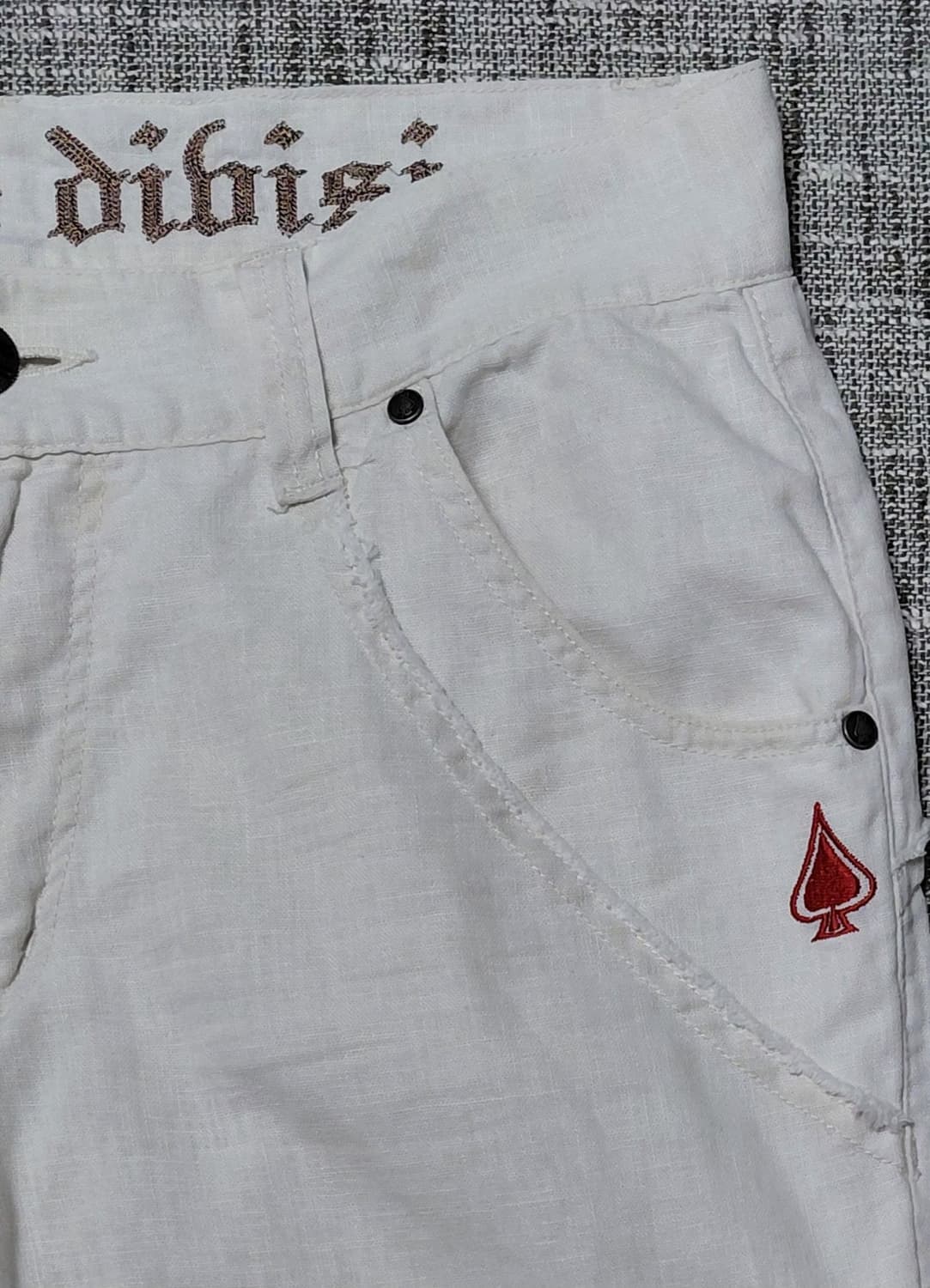 [L] MCD 고딕 자수 린넨 혼방 빈티지 크롭 팬츠 상품이미지5