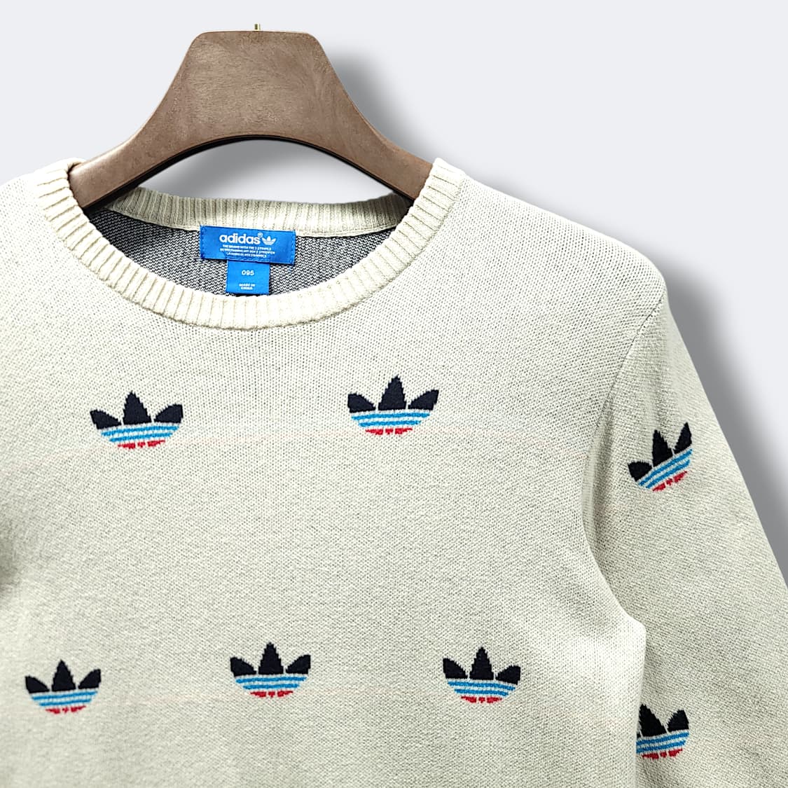 [95] 아디다스 베이지 트레포일 스웨터 니트 상품이미지4