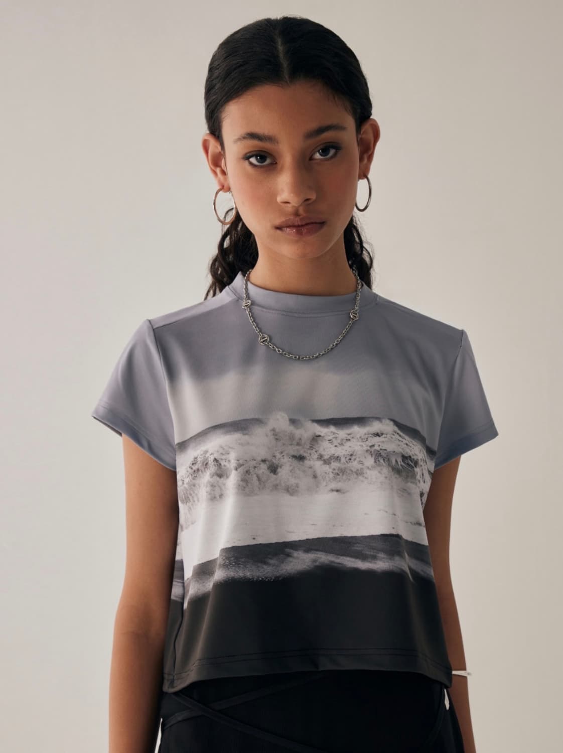 [트리밍버드] 썸머 웨이브 티셔츠 라이트블루그레이 - 택포 상품이미지2