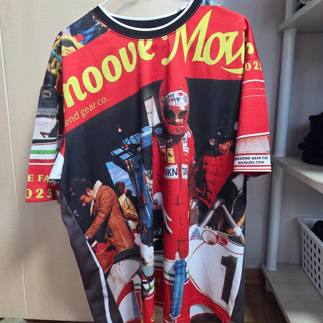 [XL] 위캔더스 레이싱 메쉬 반팔 티셔츠 레드 상품이미지2