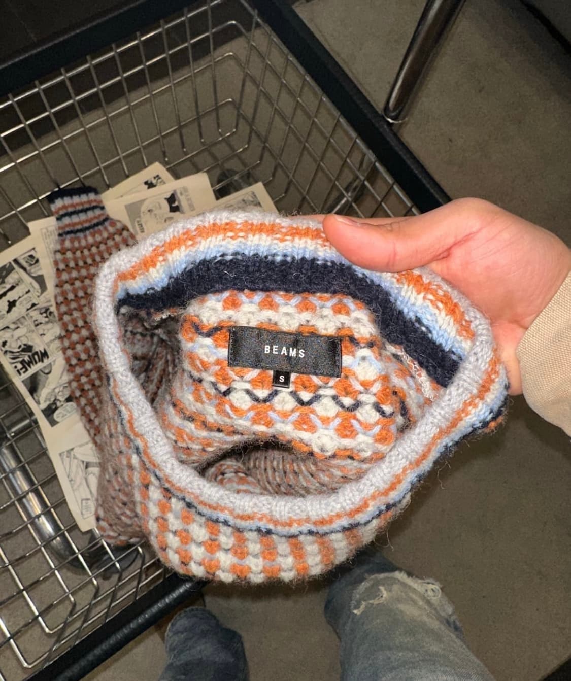 빔즈 체크 패턴 울 니트 BEAMS 상품이미지7