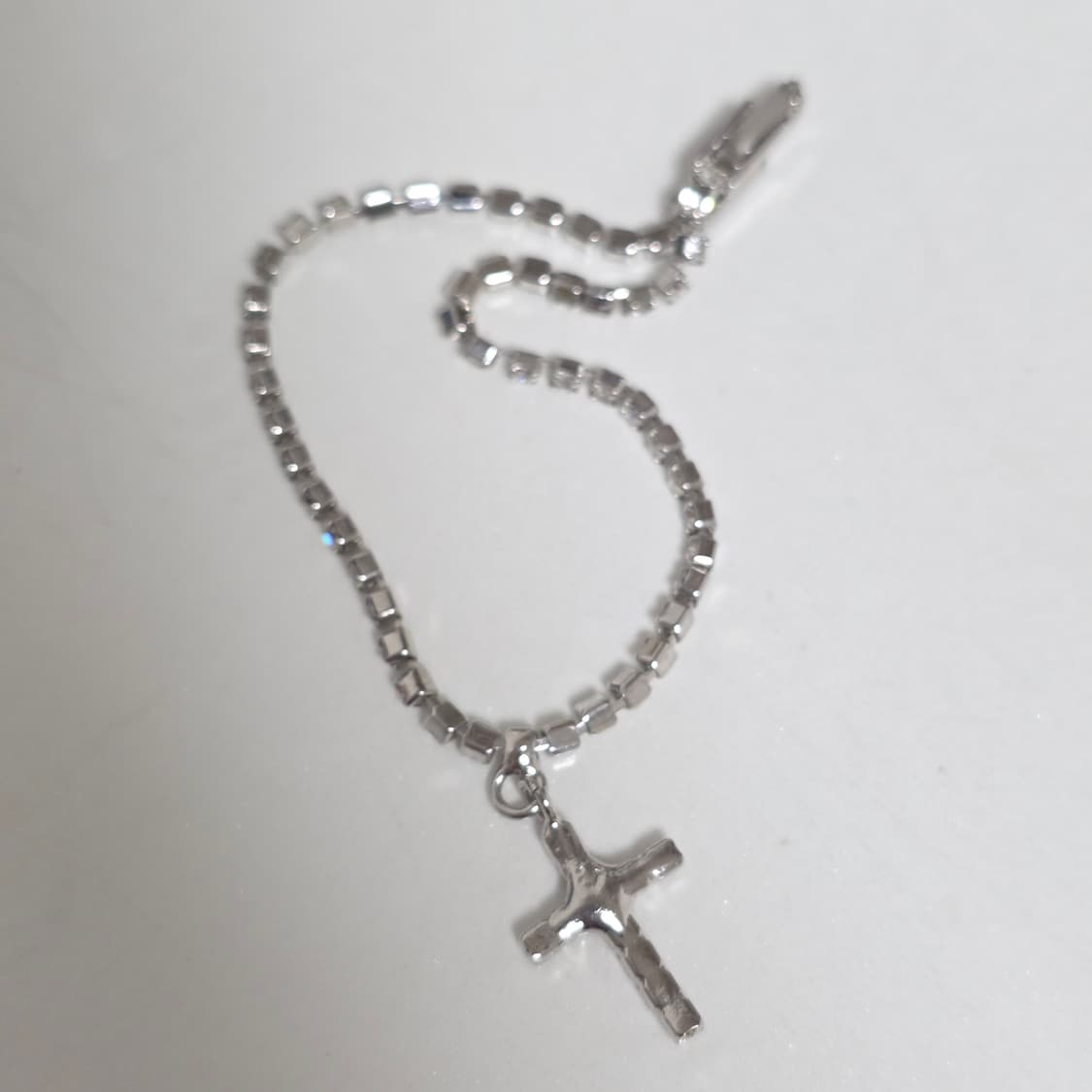 빈티지)십자가 모티브 오네갸루 y2k 큐빅 체인 팔찌 상품이미지3