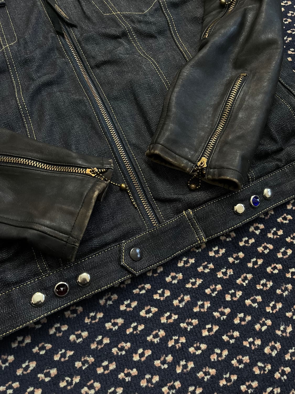 네이버후드 데님 레더자켓 상품이미지6