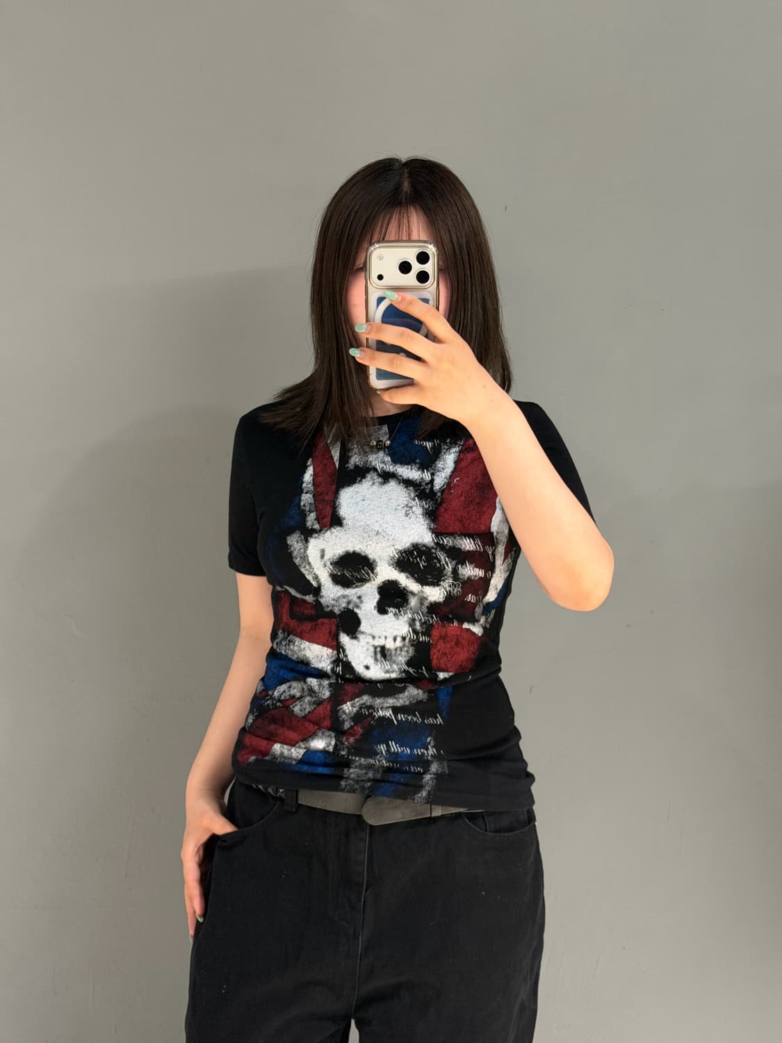 union jack & skull printing top 상품이미지2