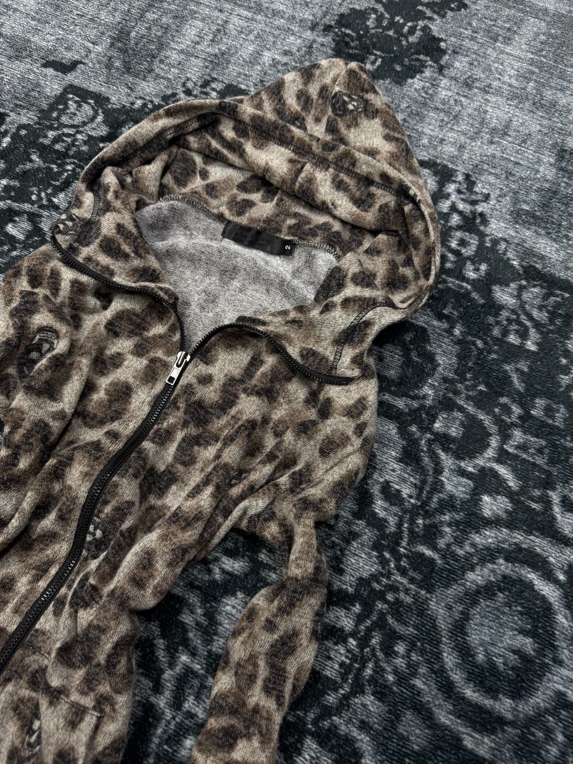 The exclusive skull leopard knit parker 상품이미지3