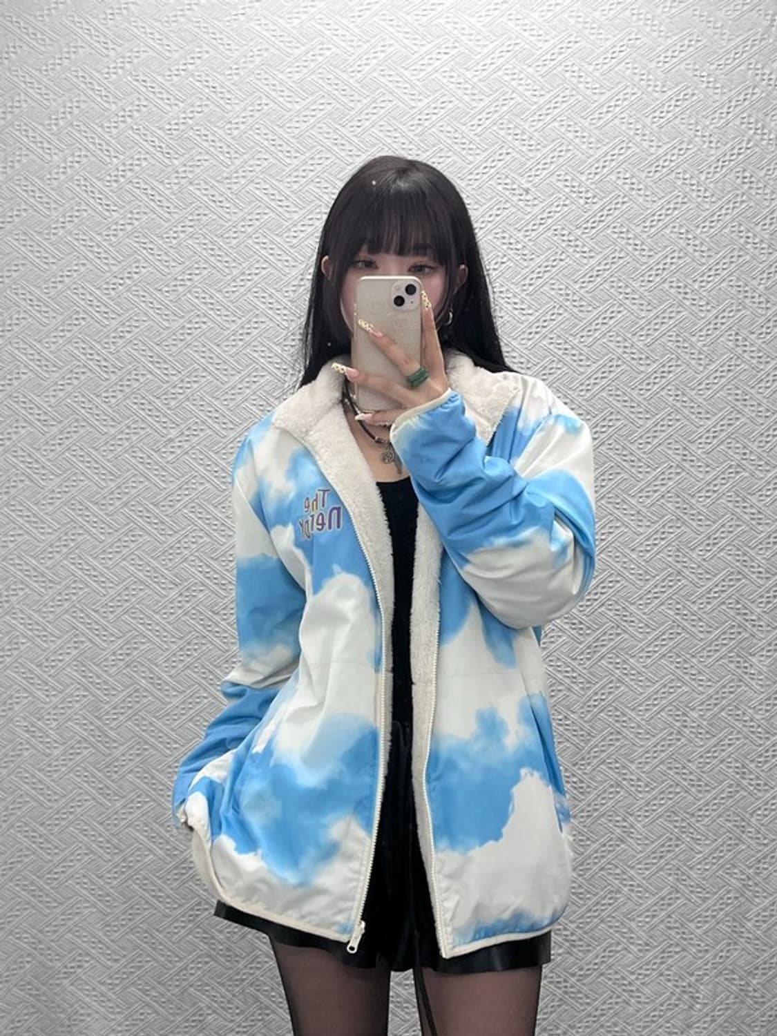 널디 스트릿 키치 레인보우 스카이 리버시블 후리스 자켓 L C09619 상품이미지1