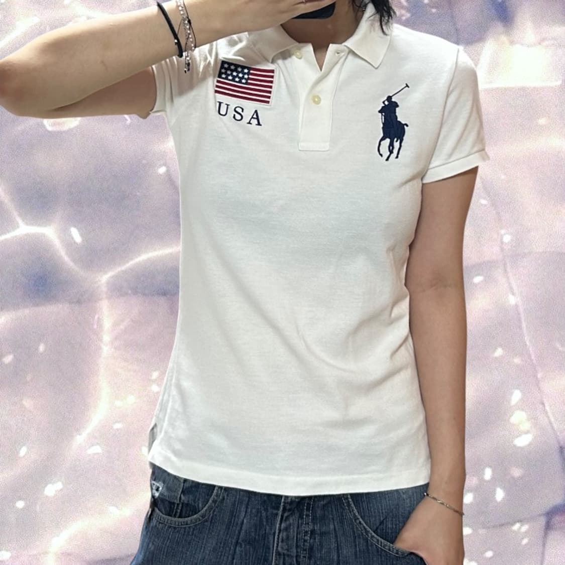 폴로 빅포니 USA 치프키프 성조기 피케 PK 카라 반팔 티셔츠 M 상품이미지2