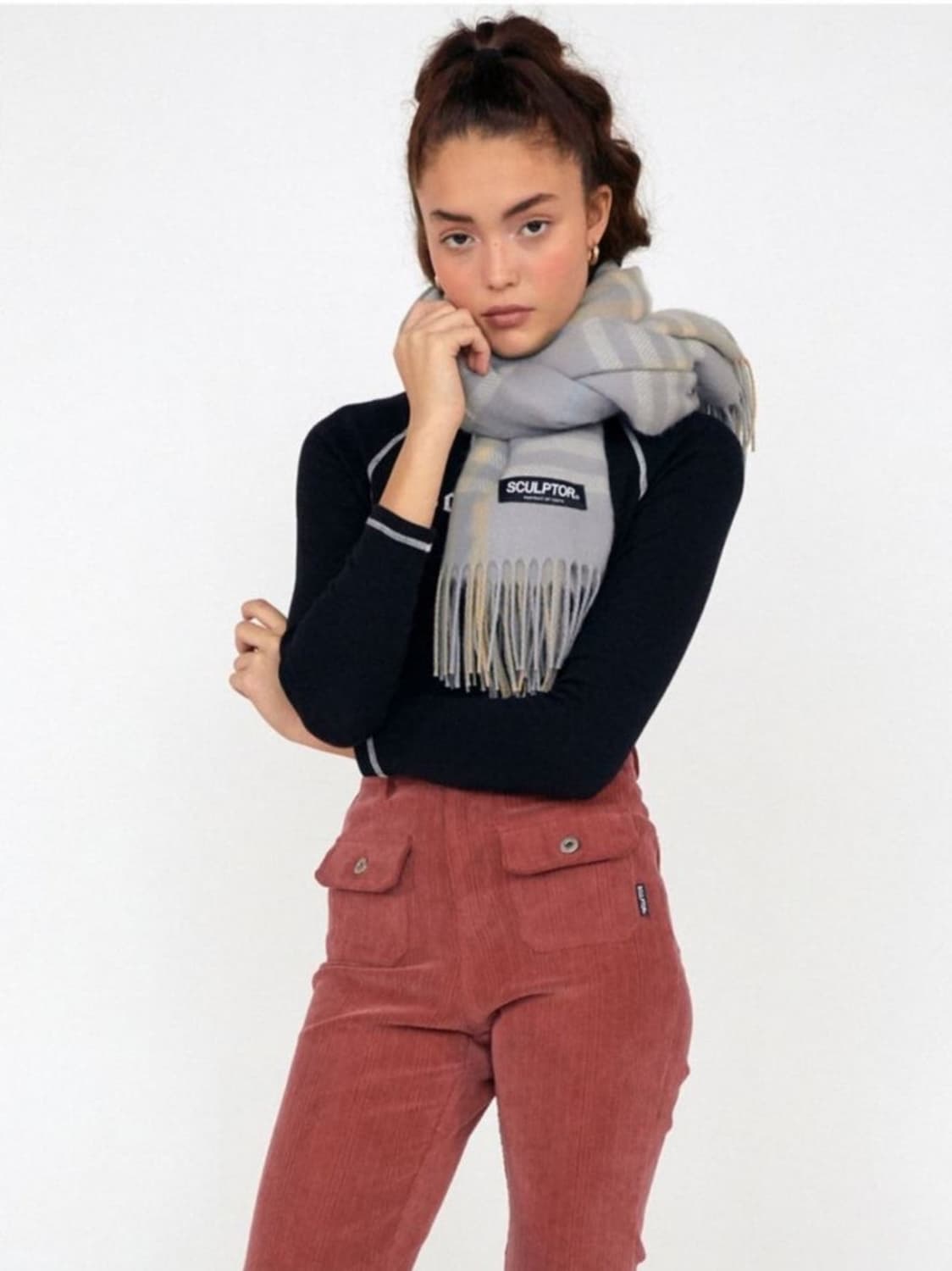 스컬프터 SCULPTOR 체크 머플러 Baby Blue 베이비블루 상품이미지2