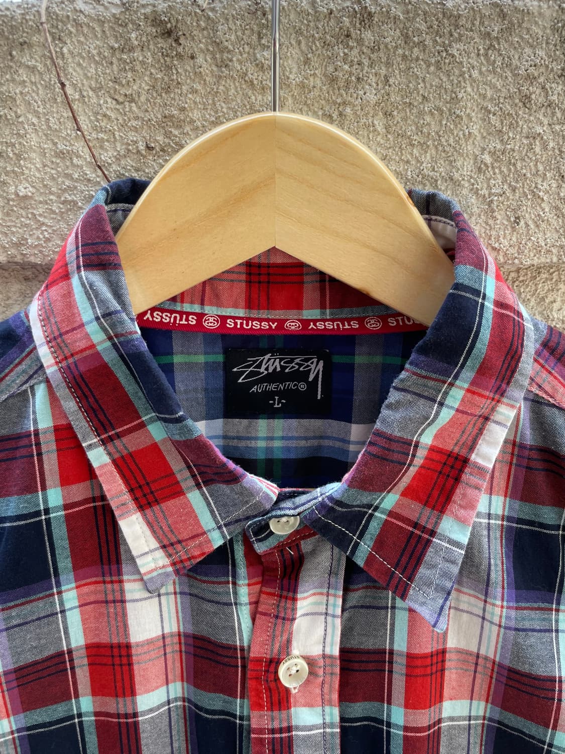 00‘s stussy 크라운 자수 체크셔츠 상품이미지2