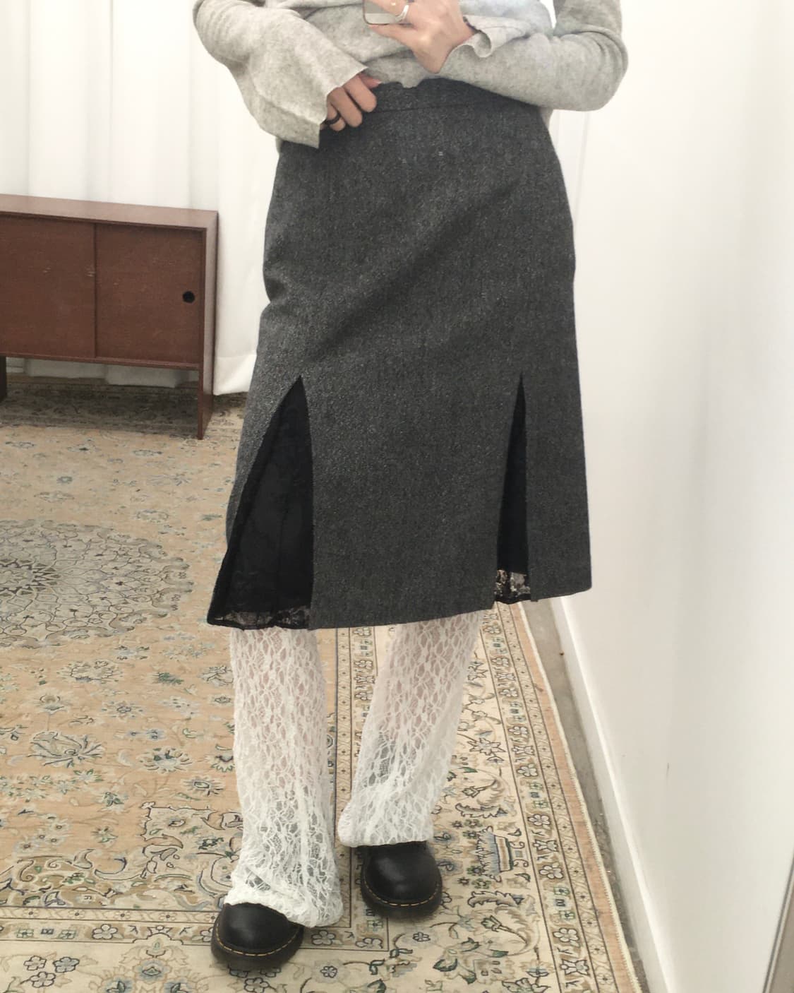 그레이 미디 스커트 상품이미지2