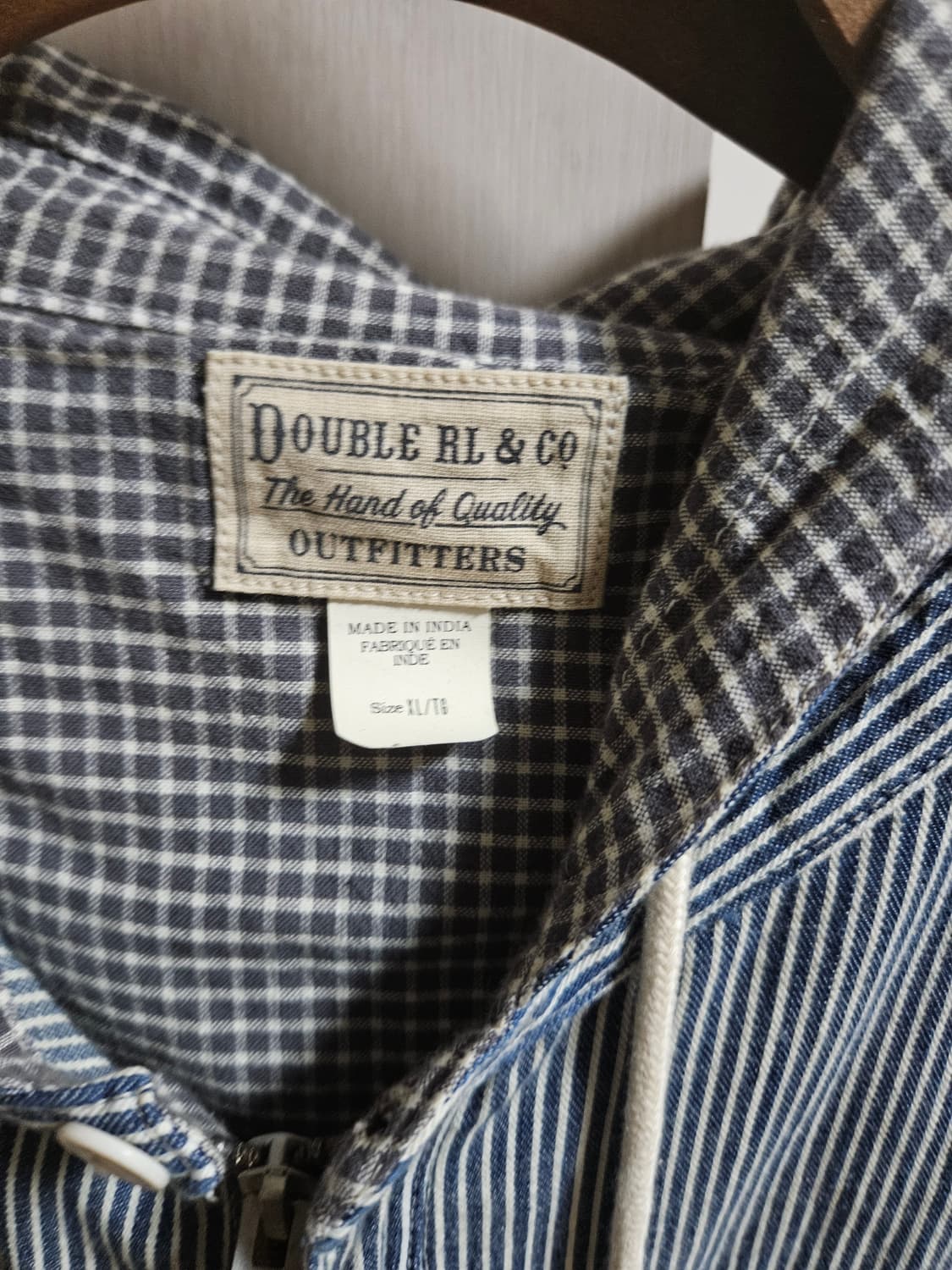 더블알엘 인디고 스트라이프 트윌 후드 자켓 네이비 멀티 xl 상품이미지3