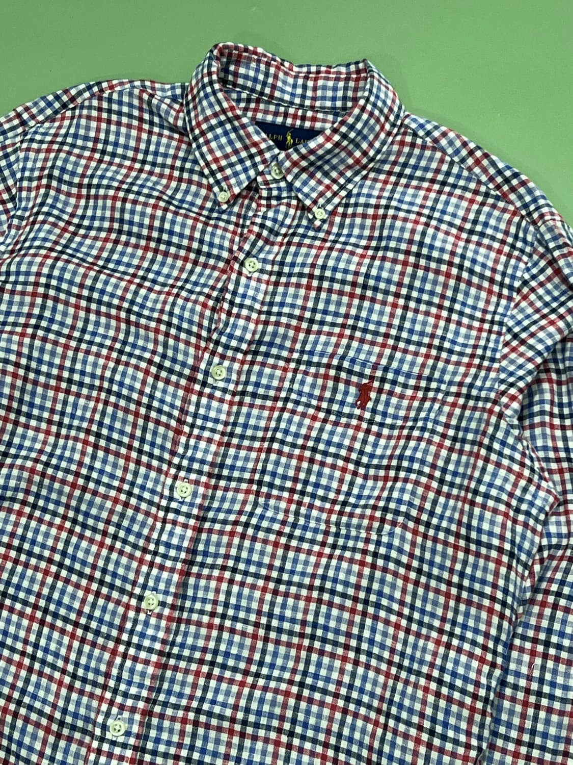 (M) 랄프로렌 체크 셔츠 레드/네이비 상품이미지3