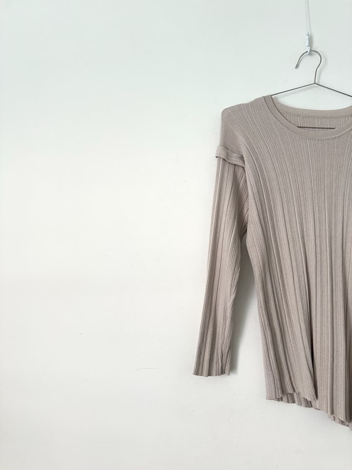 Ribbed open slim knit / beige 상품이미지5