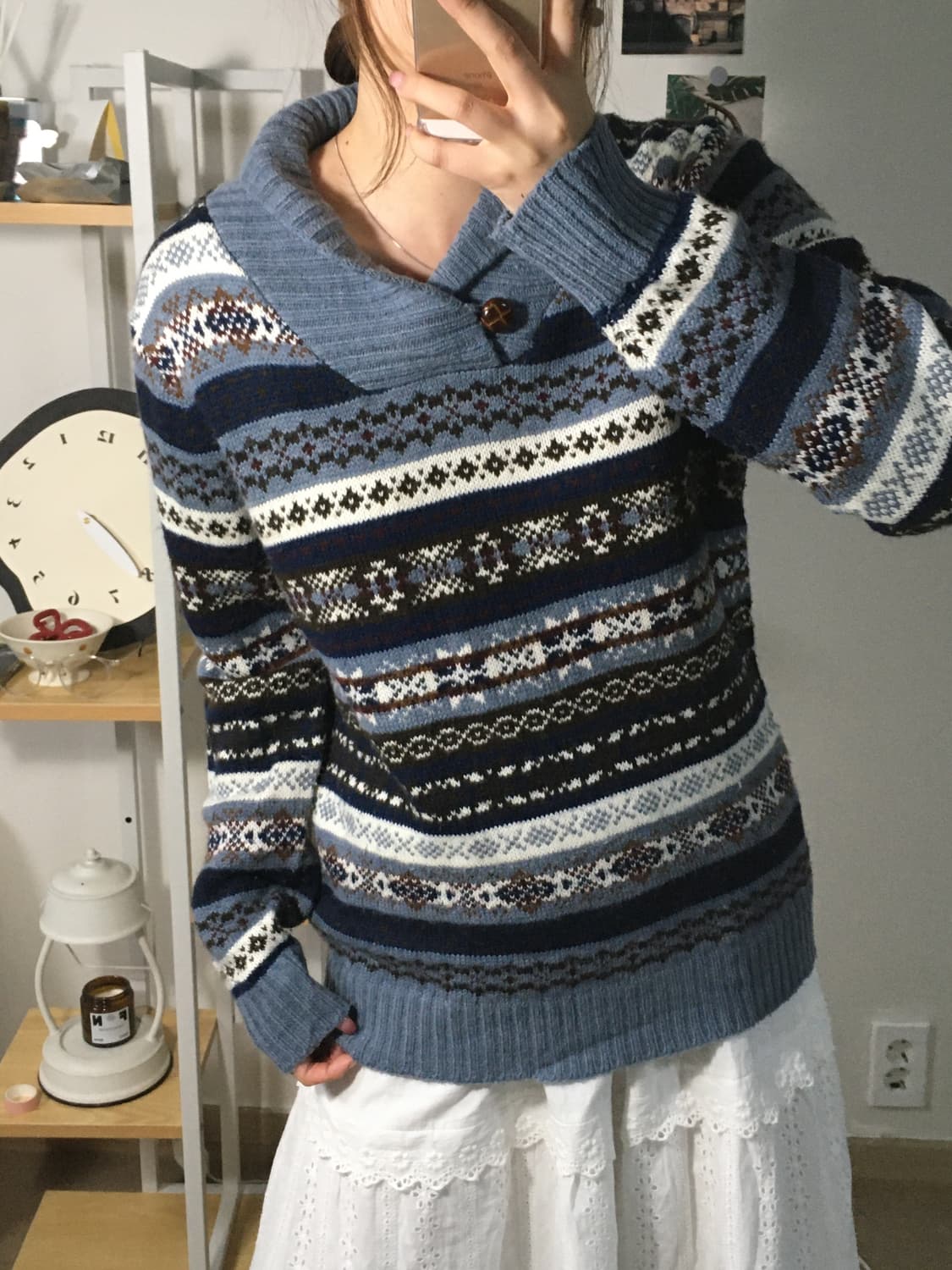 네이비 노르딕 포근 니트 상품이미지3