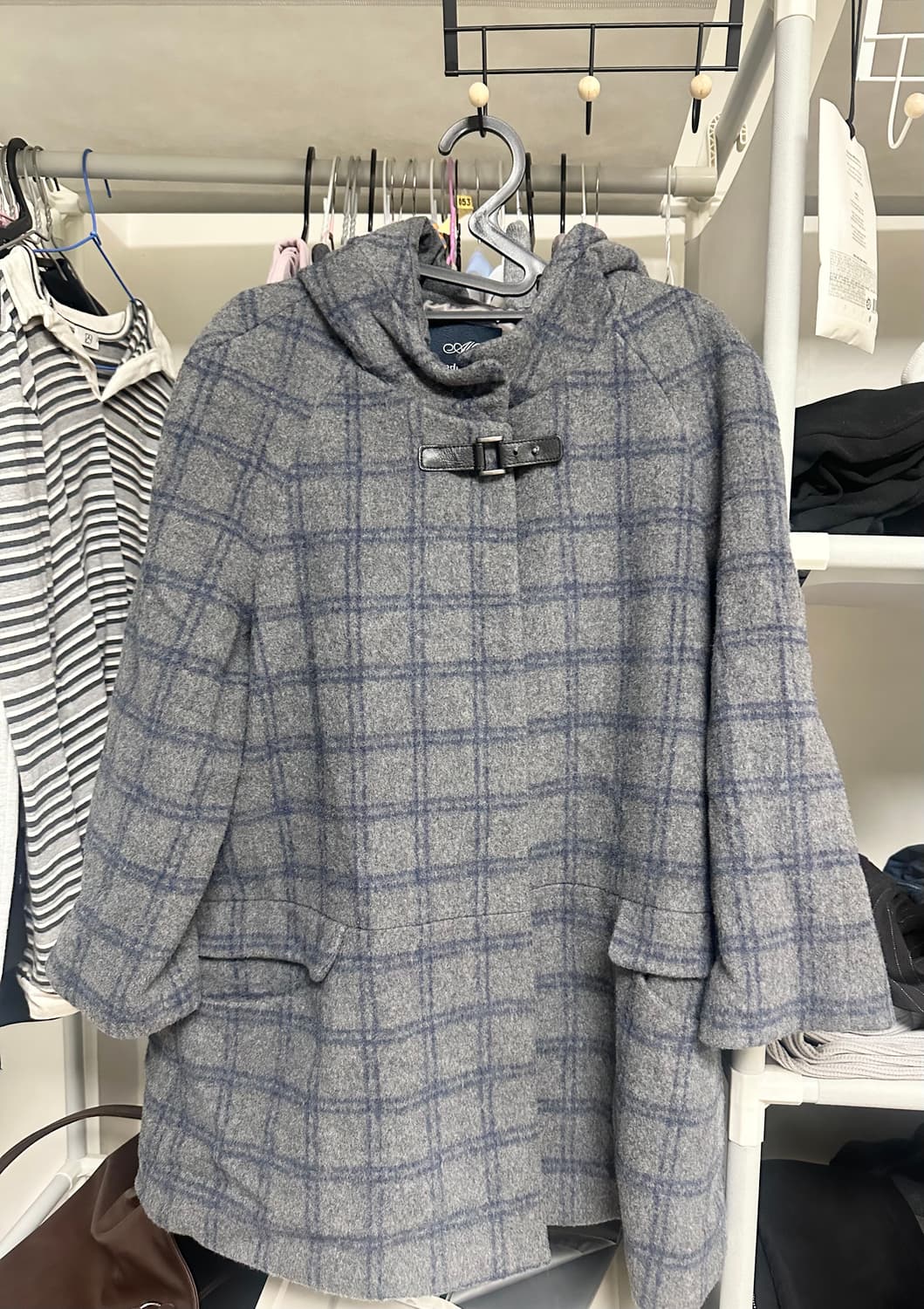 Andis K L 체크 울 코트 빈티지 모리걸 상품이미지1