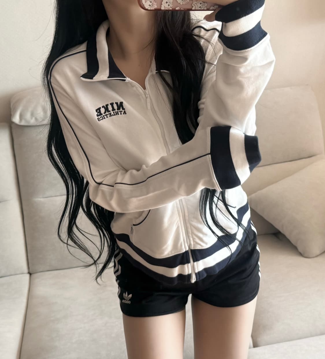 나이키 00s 올드스쿨 화이트 네이비 면집업 상품이미지1