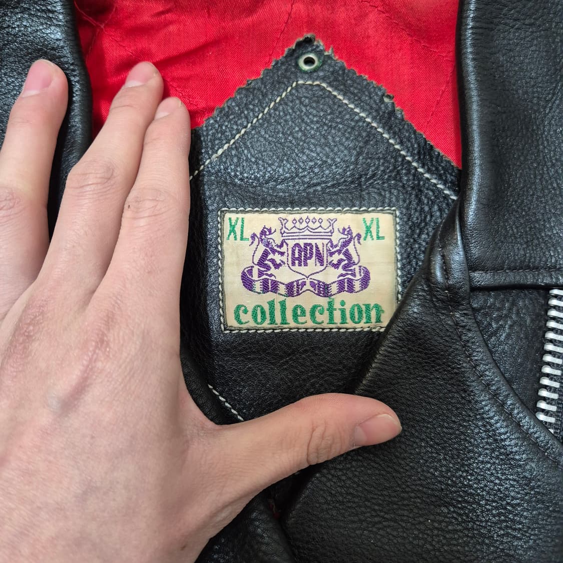 APN 컬렉션 크롭 헤비 라이더 가죽자켓 XL(105) 상품이미지4