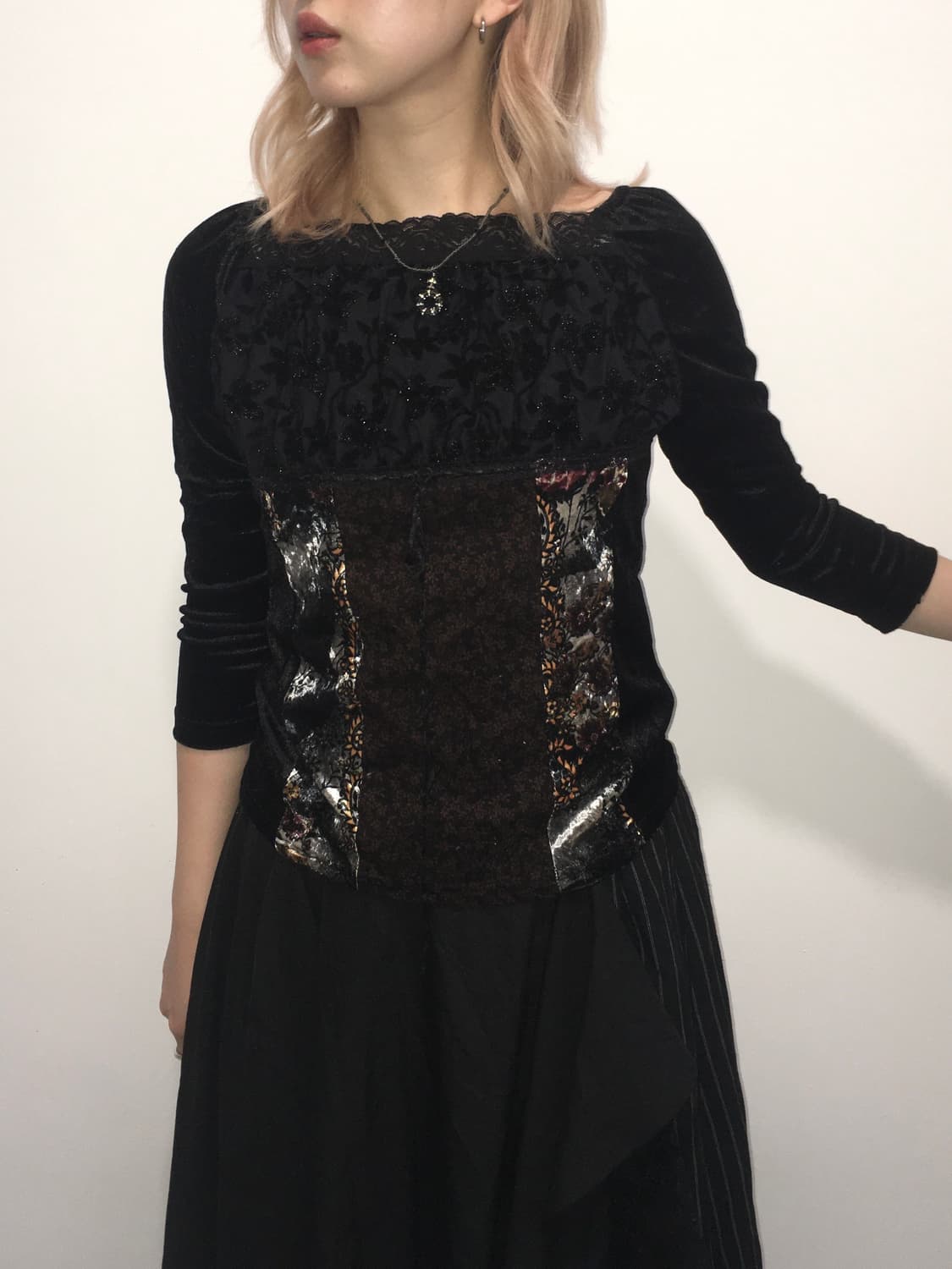 jpn vintage antique velour blouse 상품이미지2