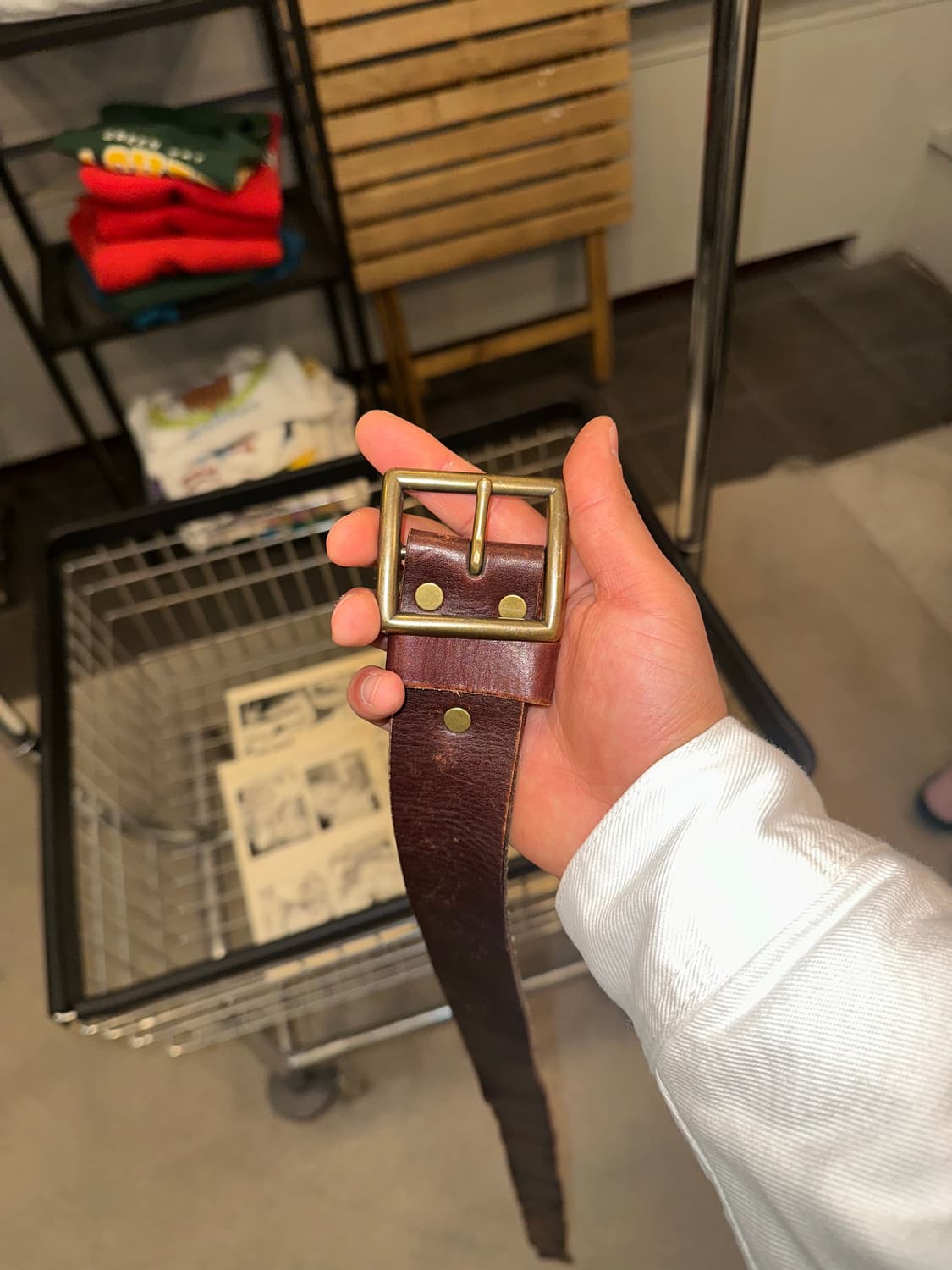 Genuine leather aging brown belt 상품이미지6