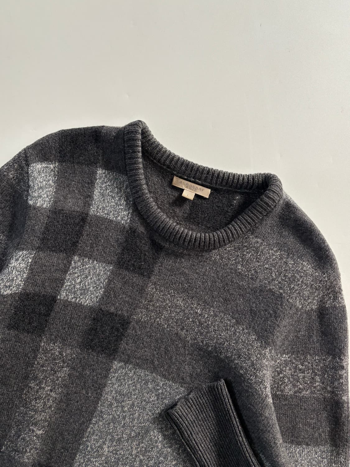 Burberry 버버리 브릿 그레이 체크 울 혼방 니트 상품이미지3