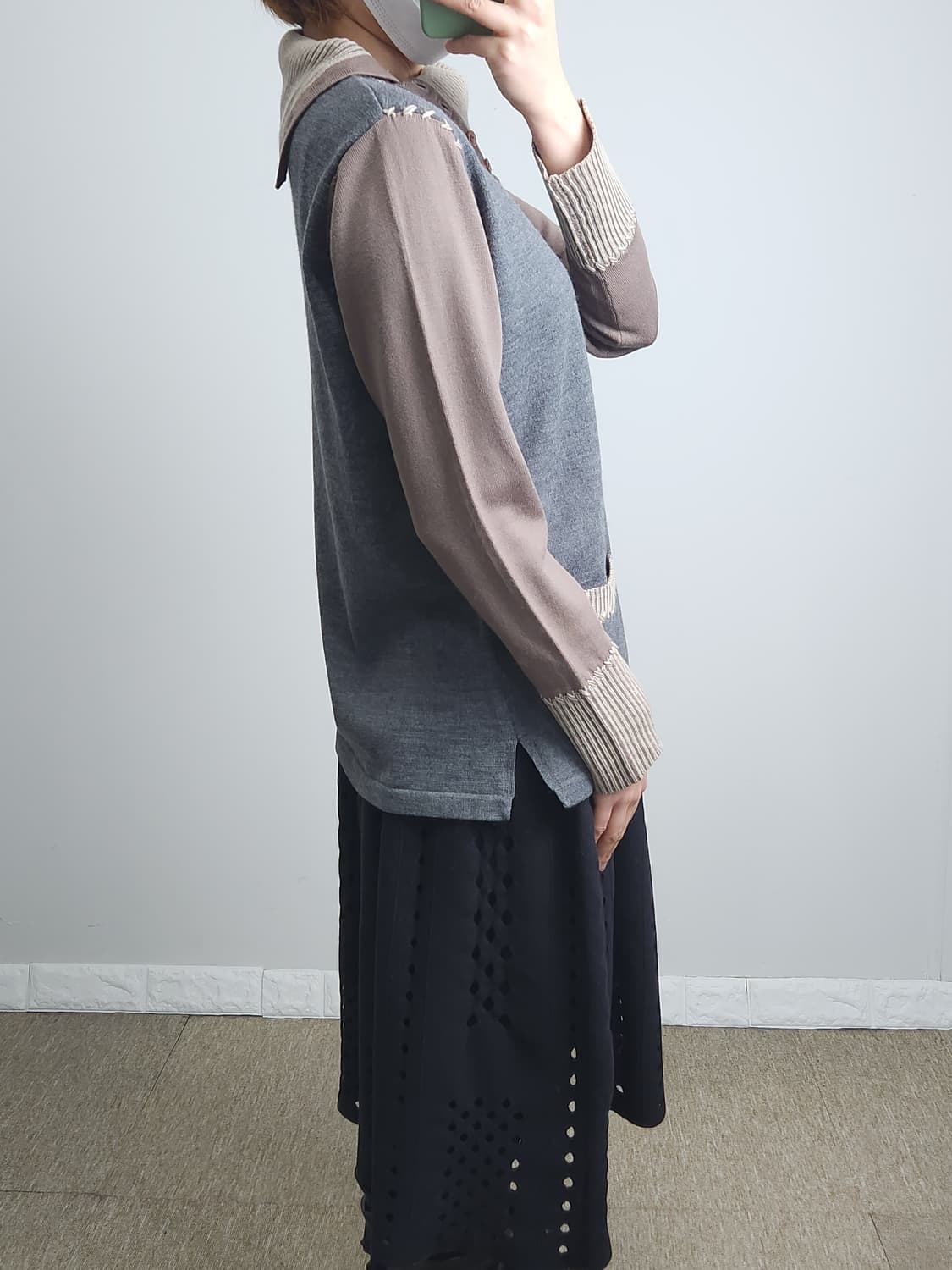 언발 넥 울 니트탑 상품이미지4