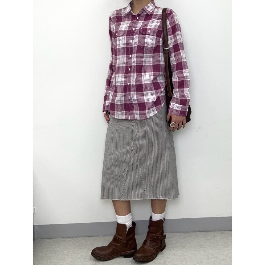 빈티지 핑크 체크 셔츠 상품이미지2