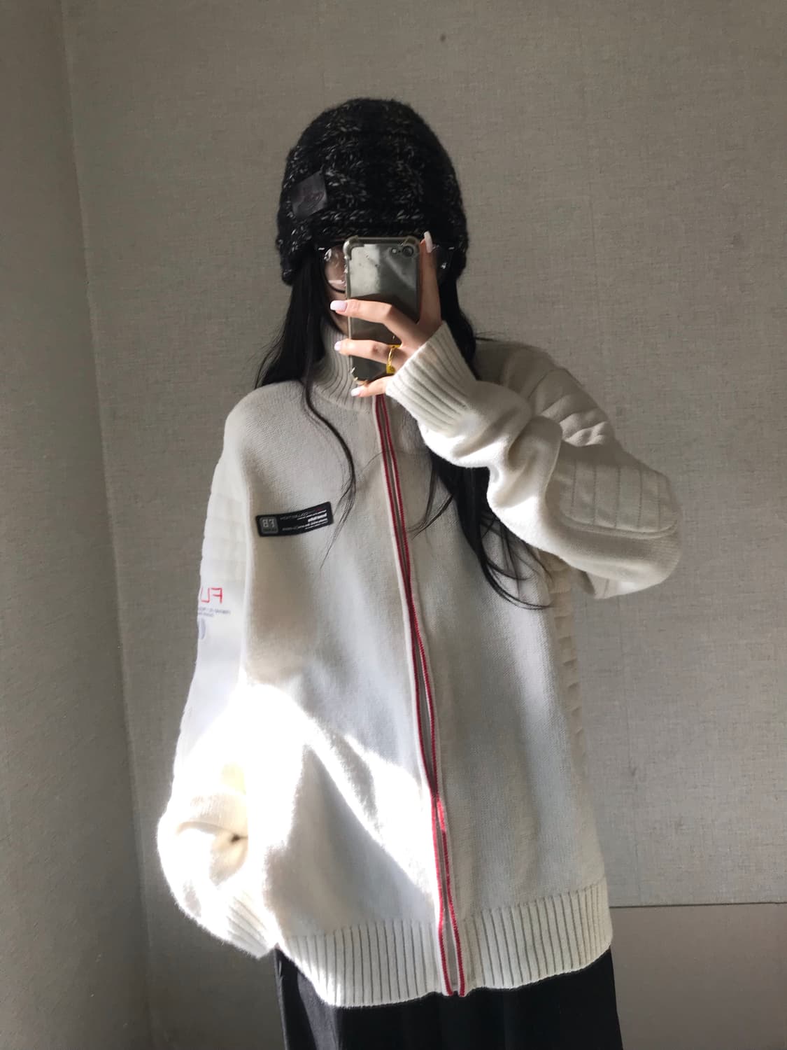 후부 00s 아이보리 니트집업 상품이미지1