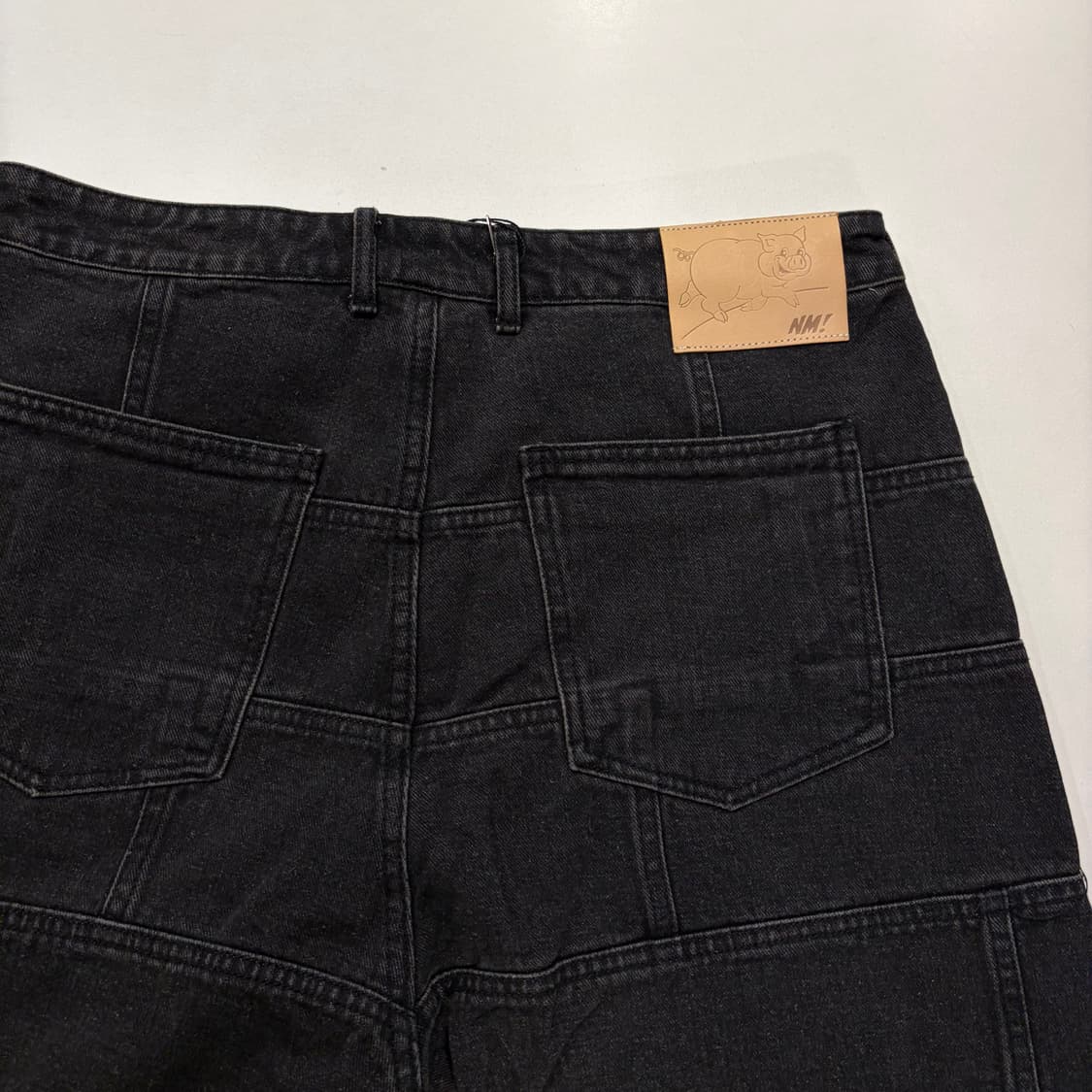 [L] 노매뉴얼 블럭 블랙 패치워크 데님 팬츠 D898 상품이미지3