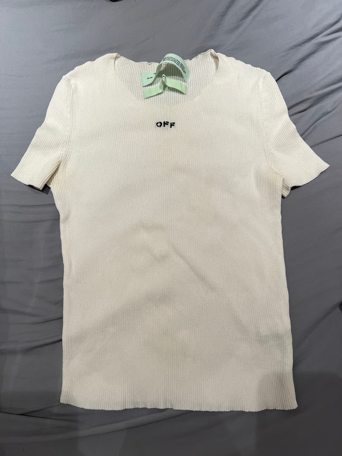 오프화이트 OFF로고 화이트 반팔 니트 버질아블로 44 상품이미지1