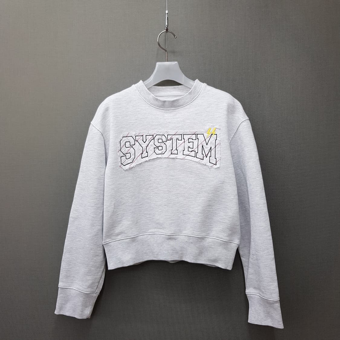 한섬 시스템 2022 그래픽 자수 레터링 크롭 맨투맨 F사이즈 상품이미지1