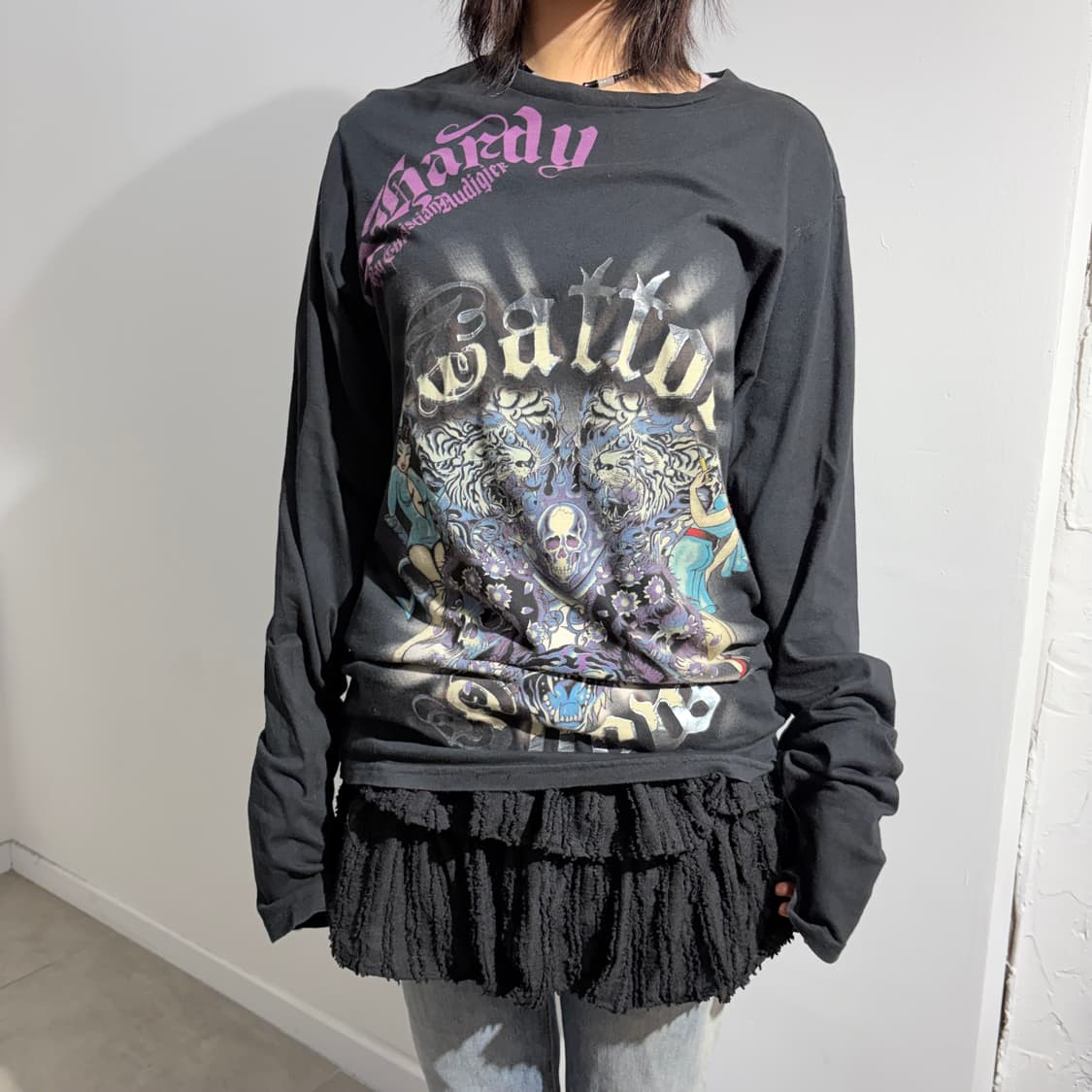 에드하디 y2k 프린팅 긴팔 티셔츠 상품이미지1