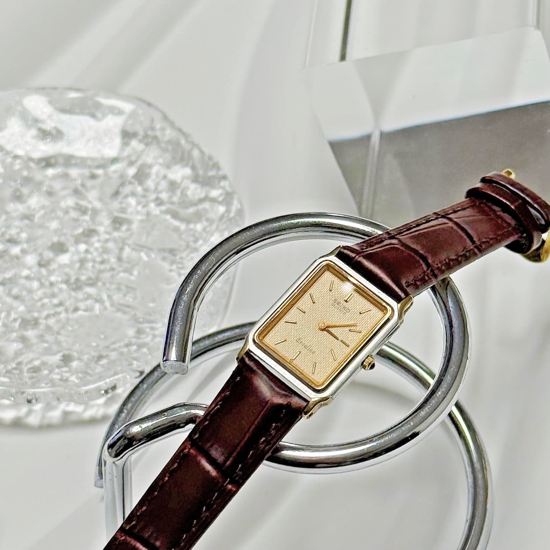 80's90's 세이코 빈티지 엑셀린 스퀘어 탱크 콤비 드래스워치 상품이미지3