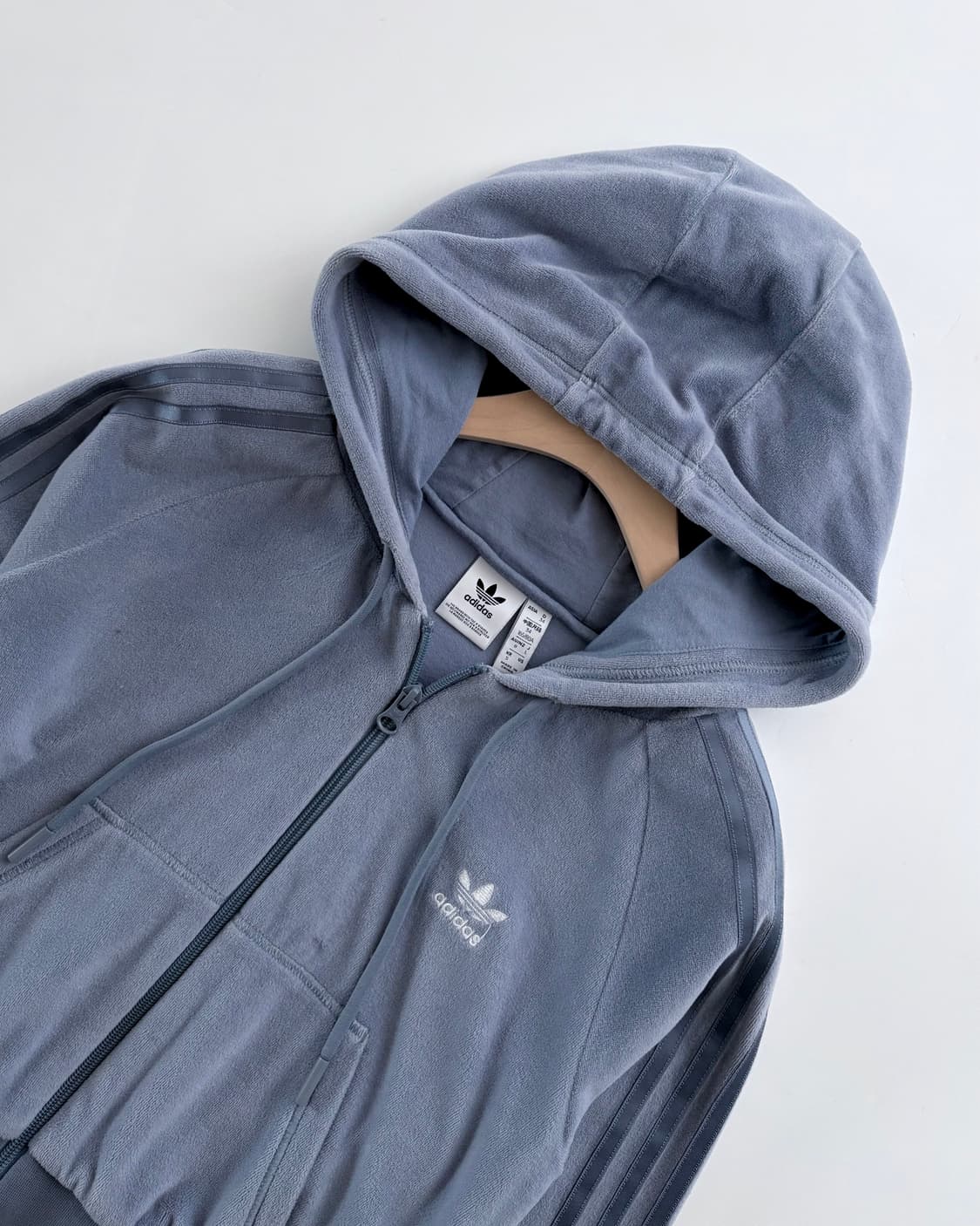 Adidas 아디다스 뮤트블루 컬러 테리 크롭 후드집업 상품이미지5