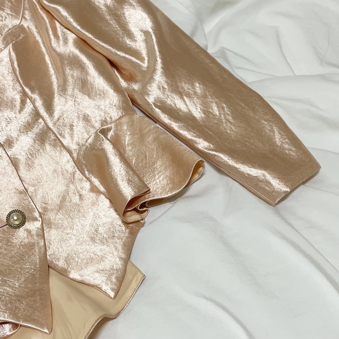 빈티지 ) 핑크베이지 새틴자켓 상품이미지3